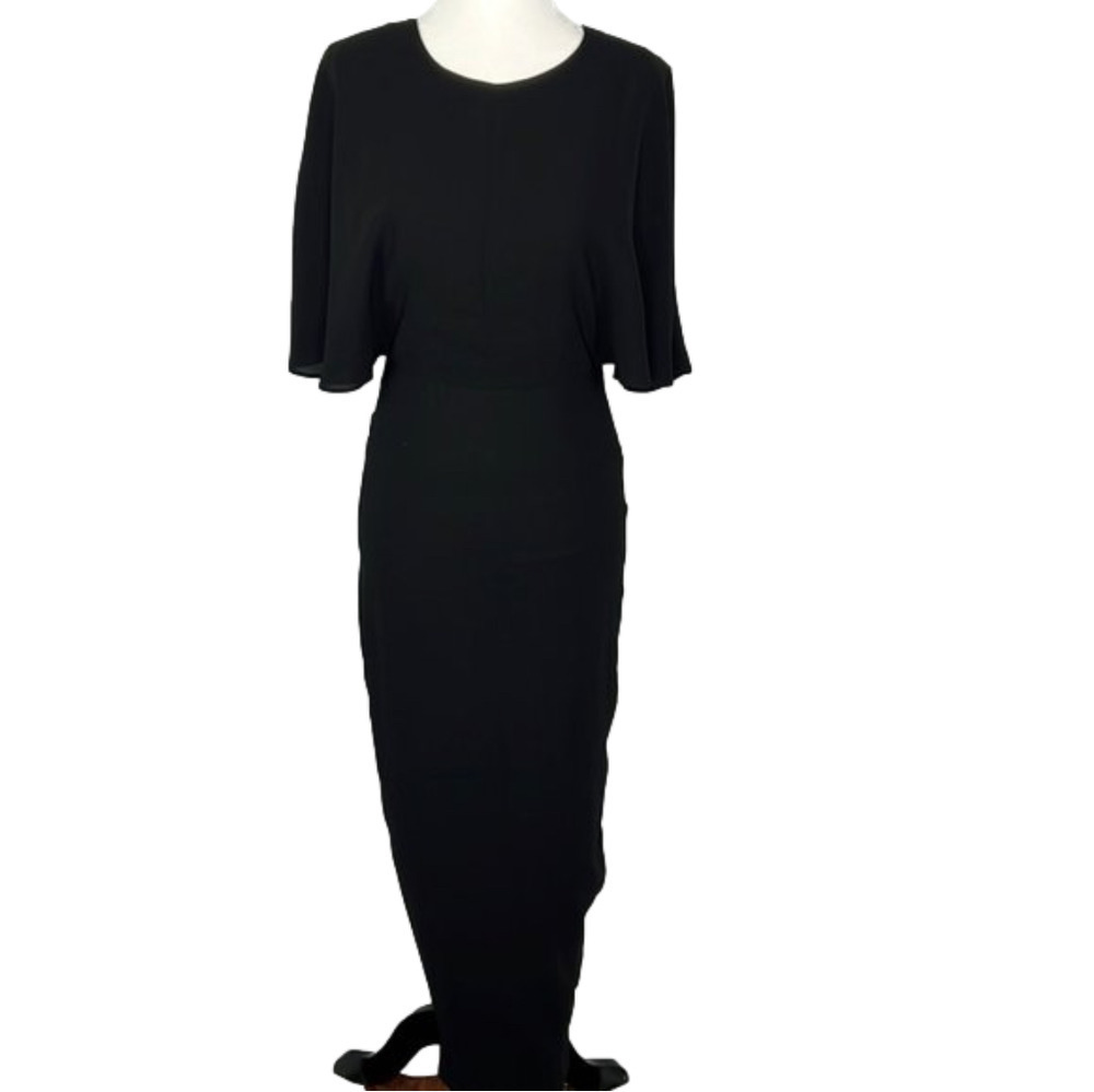 NWT Blaque Label Black Floor  Length Open Back Gown